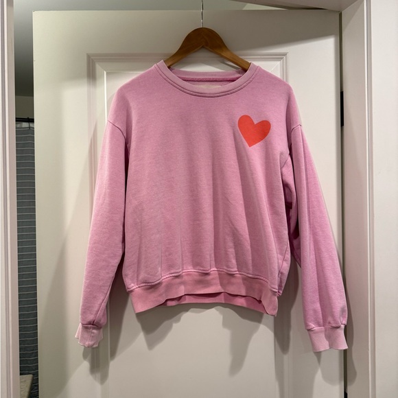 saltwater LUXE Sweaters - Salt water luxe Pink Sweatshirt with Red Heart Graphic sz s
